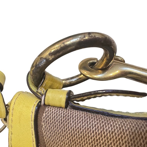 Coach Park Signature Chartreuse Leather and Canvas‎ Crossbody Y2K 11x7x3 RARE - Picture 8 of 10